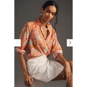 Trovata Birds of Paradise Sheila Shirt Tunic Sz Medium Spiced Dahlia Floral